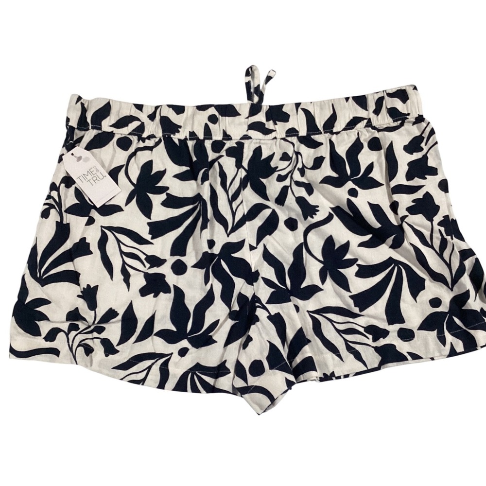 Time and Tru Women's XXL‎ 20 Pull-On Linen Blend Botanical Print Shorts